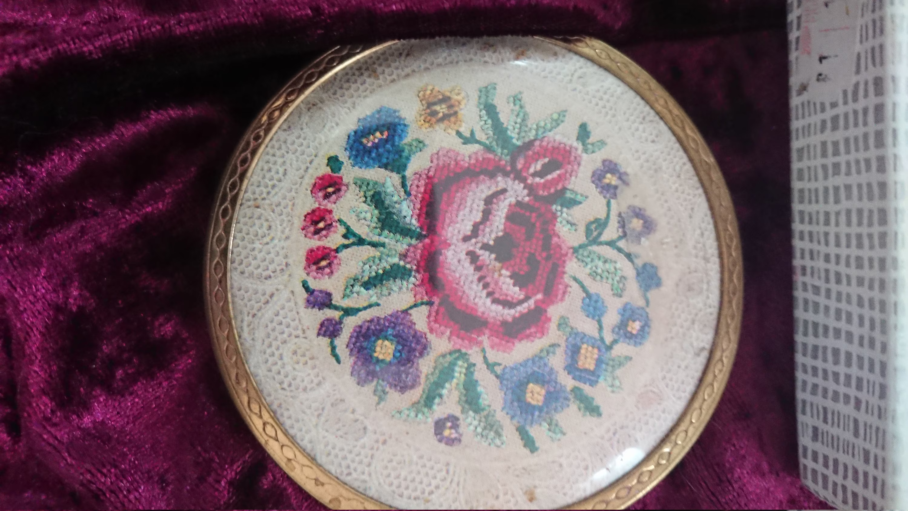 Vintage Petit Point Powder Compact