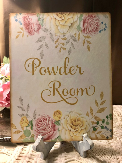 Powder Room Shabby Chic Plaque/Sign 8x10