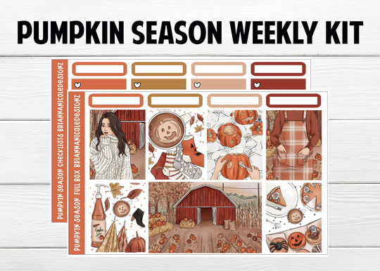 Pumpkin Season Weekly Kit Planner Stickers // Fall Sticker Kits