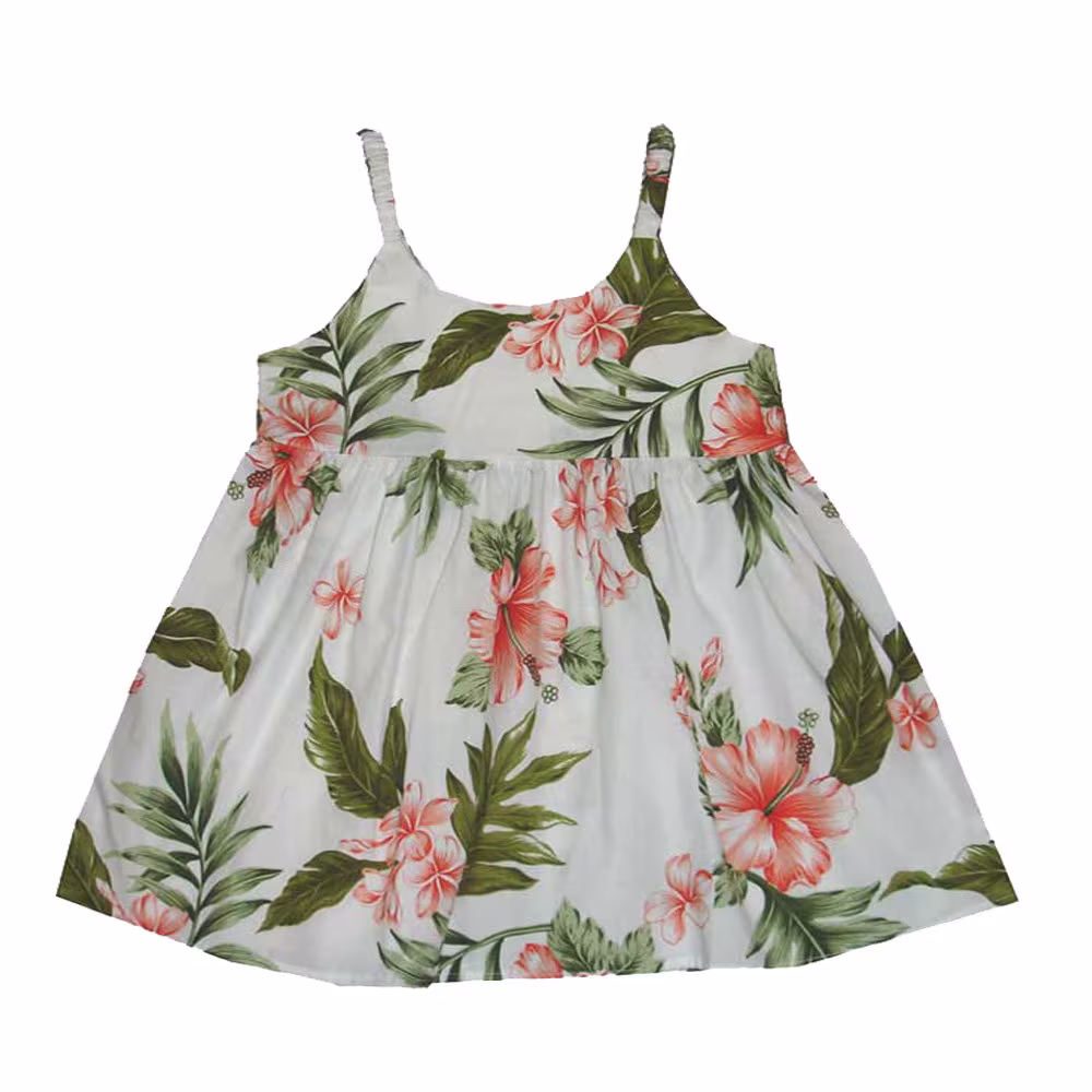 Plumeria Hibiscus - 100% Cotton Baby Girl Hawaiian Dress Made in Hawaii