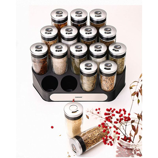 Spice Jar Jars, Revolving Compounving Spice Rack Organizer Spinning Countertop Herb And Spice Rack Organizer With 8 Empty Spice Jars For Kitchen
