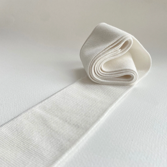 Soft White Organic Got Certificated Ready Made Cuffing - Ribbed Knit Stretch Jersey