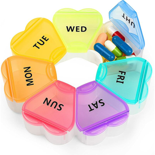 Cute Weekly Pill Organizer,Large Pill Box 7 Day,Portable Pill Case for Travel,XL Daily Medicine Organizer for Vitamins,FishOils,Supplements