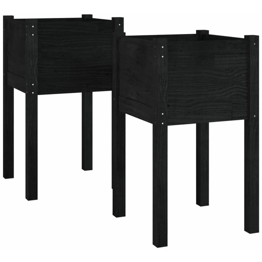 Vidaxl - Garden Planters 2 pcs Black 40x40x70 cm Solid Pinewood Black