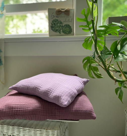 4 Layer Organic Cotton Muslin Gauze Baby Pillow | Toddler Recycled Travel Nursery Decor