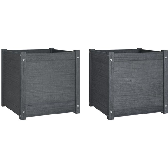 Vidaxl - Garden Planters 2 pcs Grey 50x50x50 cm Solid Pinewood Grey