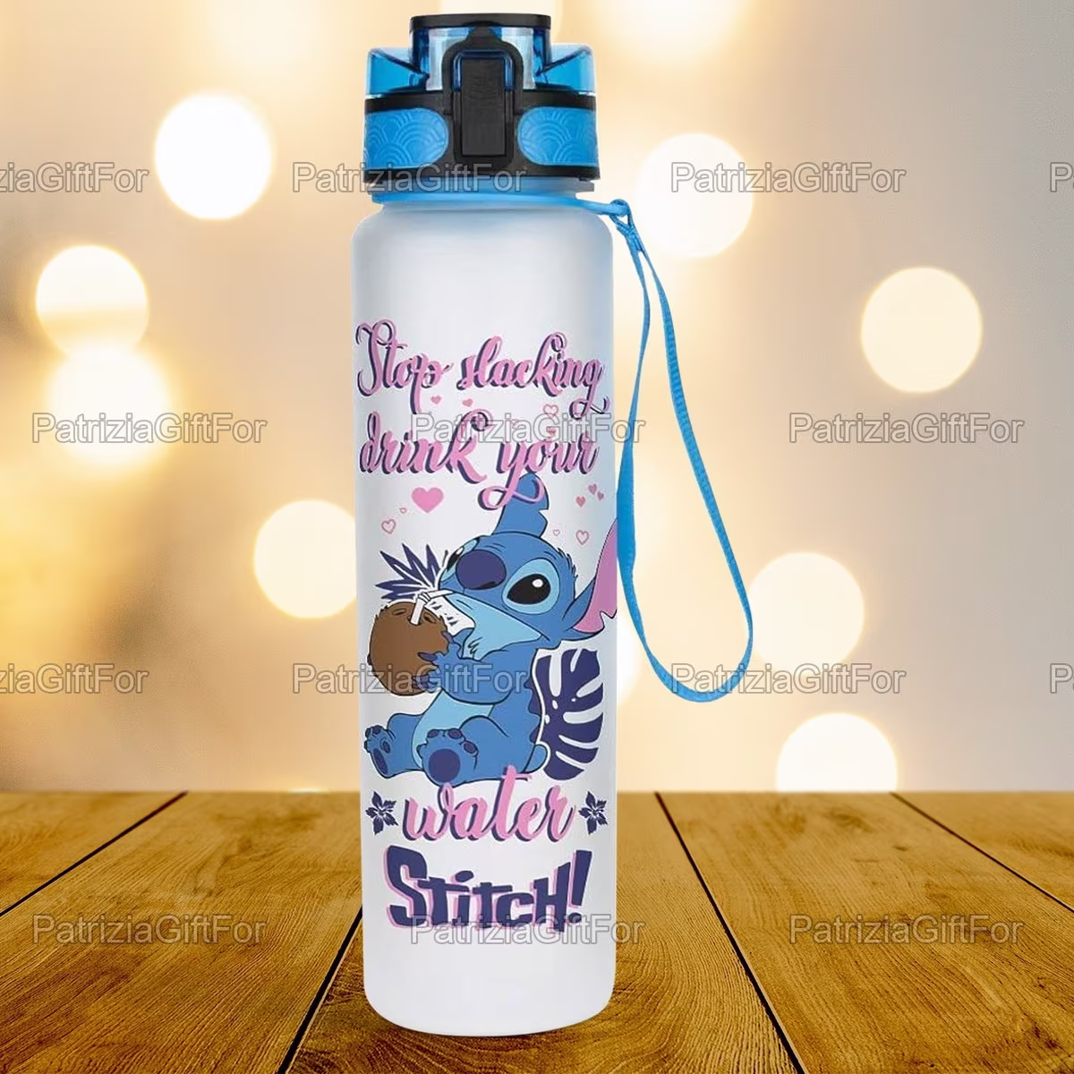 stitch Water Tracker Bottle, Workout 32Oz Mother Gift, Lover Christmas Gift