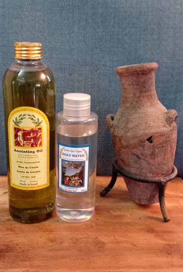 Holy Blessed Frankincense Myrrh Anointing Oil 250 Ml, 8.45 Fl.oz From Land Jerusalem & Jordan River Holy Water 100 Ml, 3.38 Oz