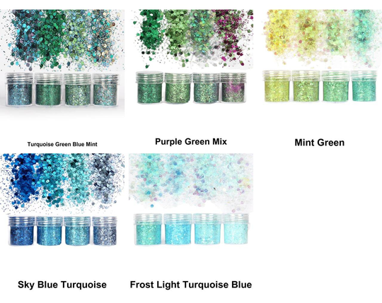 4Pcs Mix Set Nail Art Glitter Powder Hexagon Kit Hair Manicure Body Makeup 3D Sequin Diy Decor