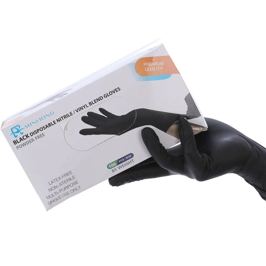 100 Pack Nitrile Gloves, Black Gloves, Latex Free and Elastic, Perfect for Estetiste Food Use, Powder and Talc Free.(M)