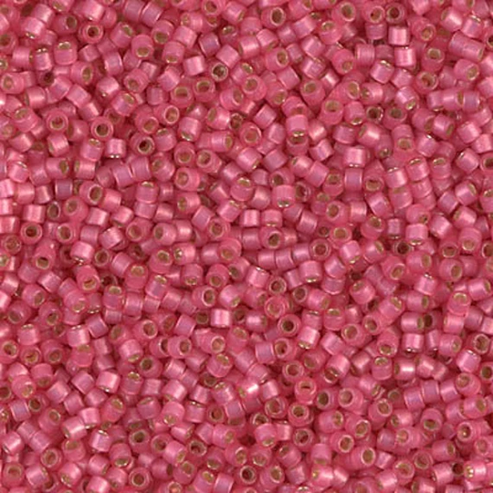 Delica Bead Db2175 Miyuki 11/0 Duracoat Semi Frosted Silver Lined Dyed Hibiscus - 7.6 Grams | Approx 1520 Beads Diy