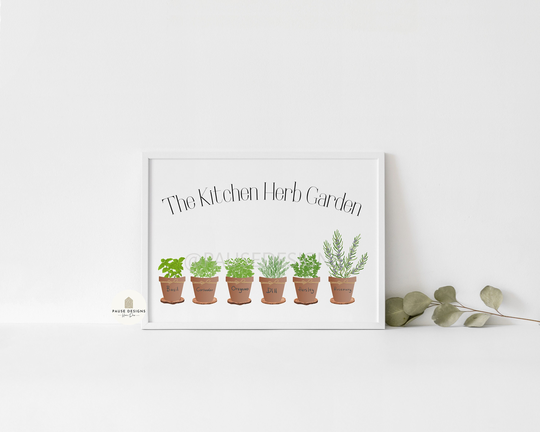 The Kitchen Herb Garden Wall Art Print | Unframed Print A3/A4/A5 Prints Home Decor Summer