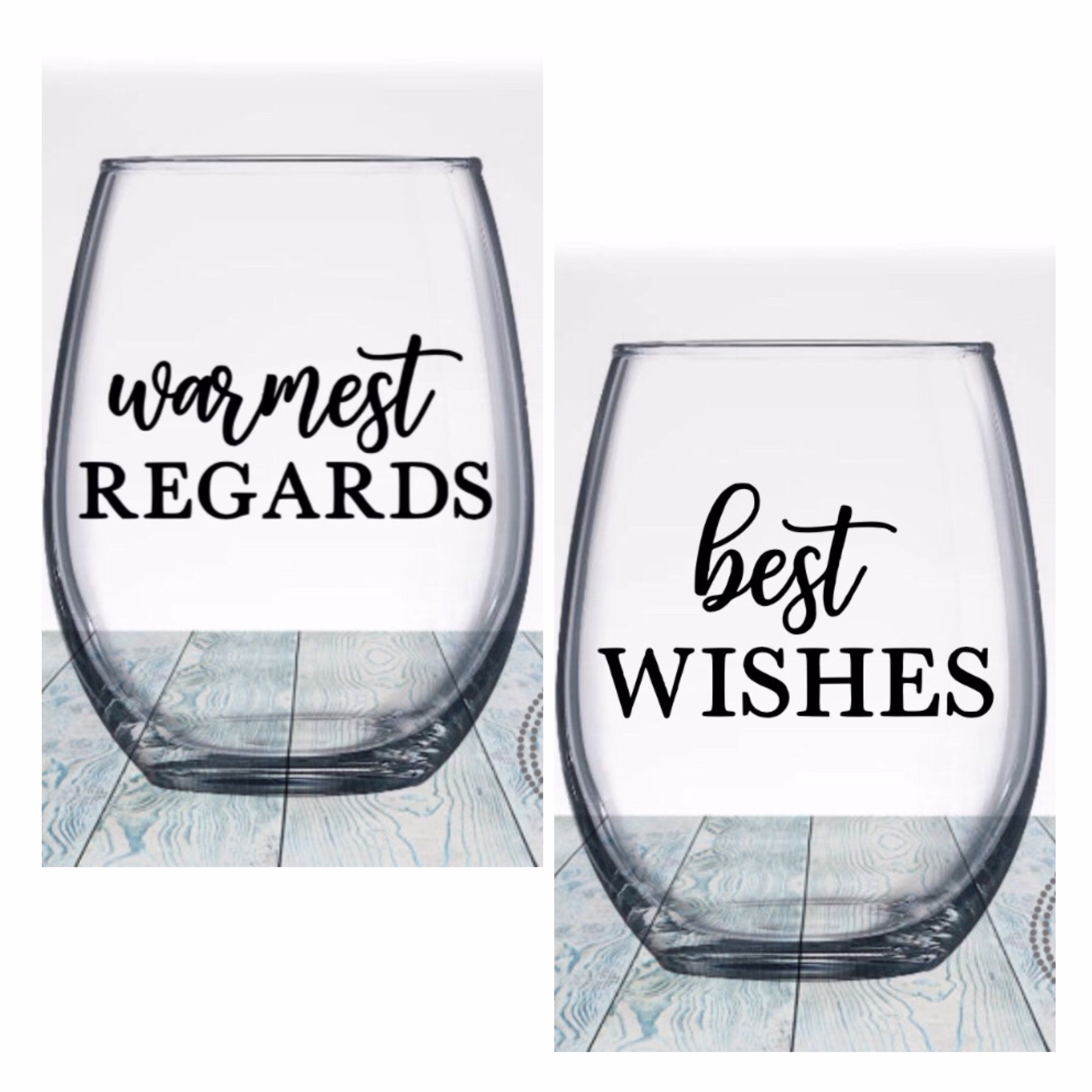 Set Of 2 Schitt's Creek Wine Glasses, Best Wishes, Warmest Regards, Stemless Schitts Stemless Wine Glass, Glass Set