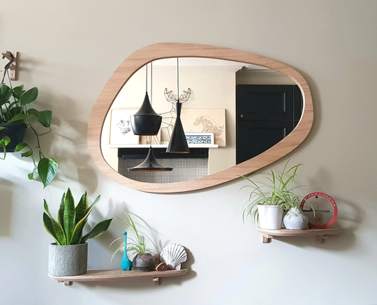 Quill 2- Wall Mirror - Organic Shape Oak Veneered Plywood Made To Order