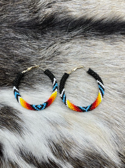 Multi-Color Seed Beaded Lever Back Earrings