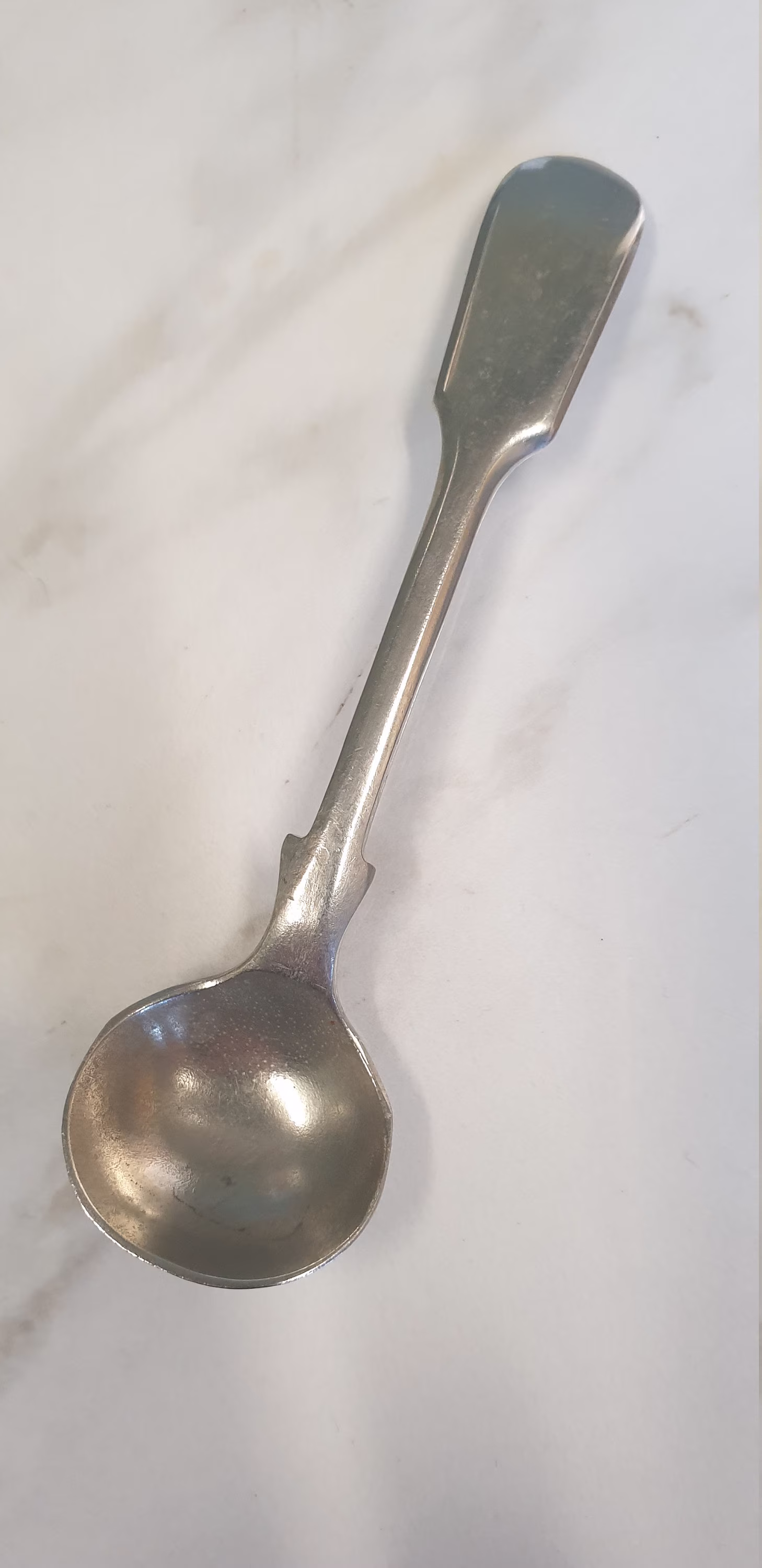 Antique Silver Plate Fiddle Back Salt Spoon