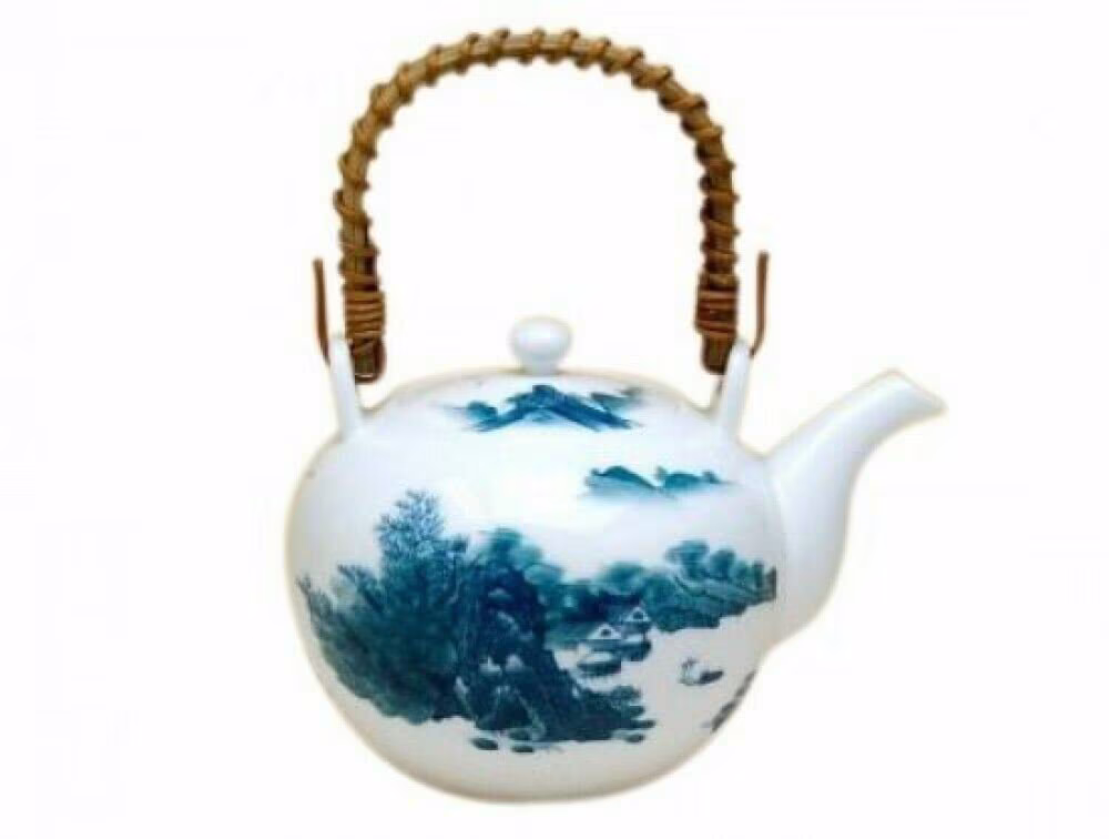Dobin Arita Yaki Ware Japanese Green Tea Pot Sansui Landscape Paint 600Ml Japan