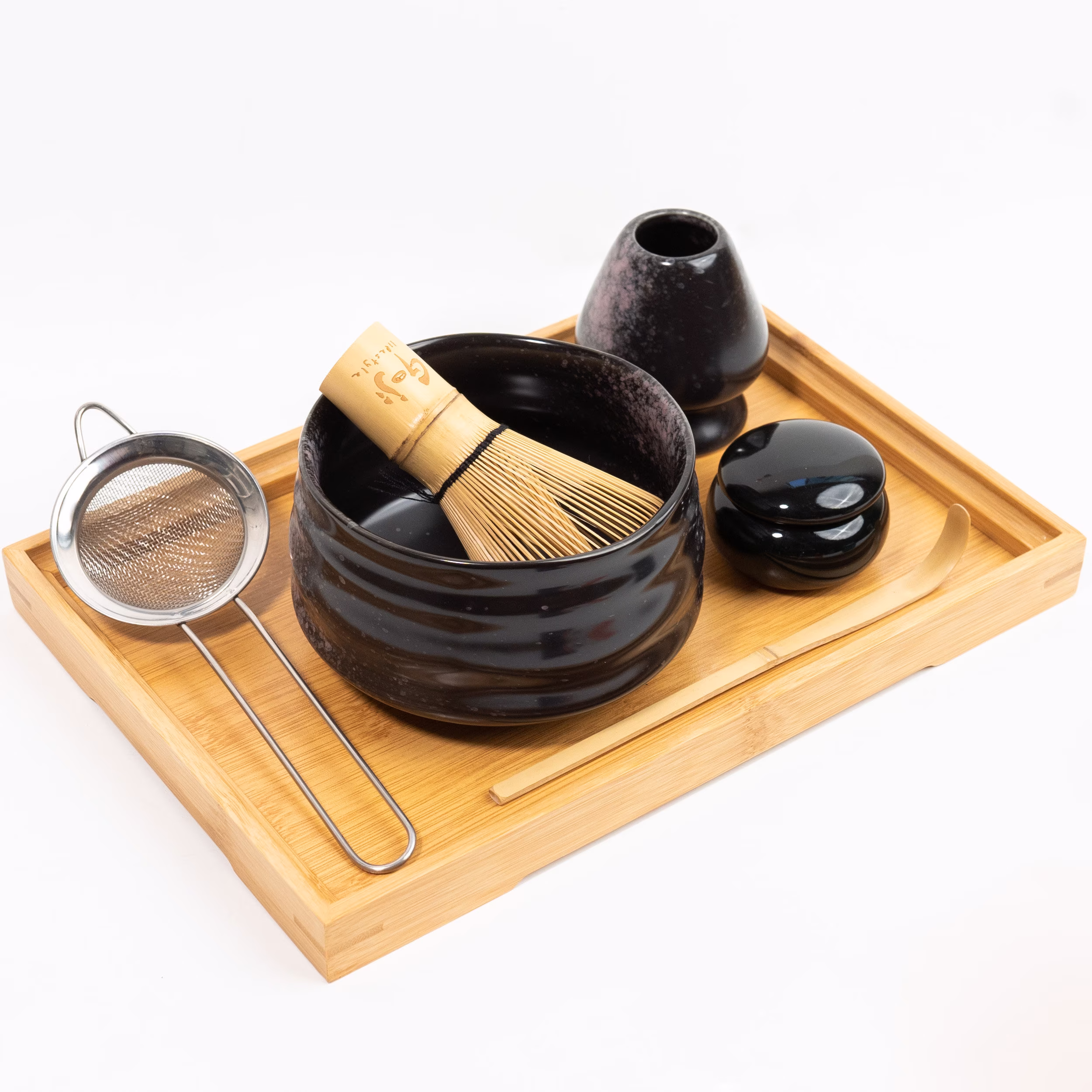 Traditional Japanese Matcha Tea Set | 7 Piece - with Ceramic Bowl & Authentic Natural Bamboo Whisk Perfect Green Starter Kit