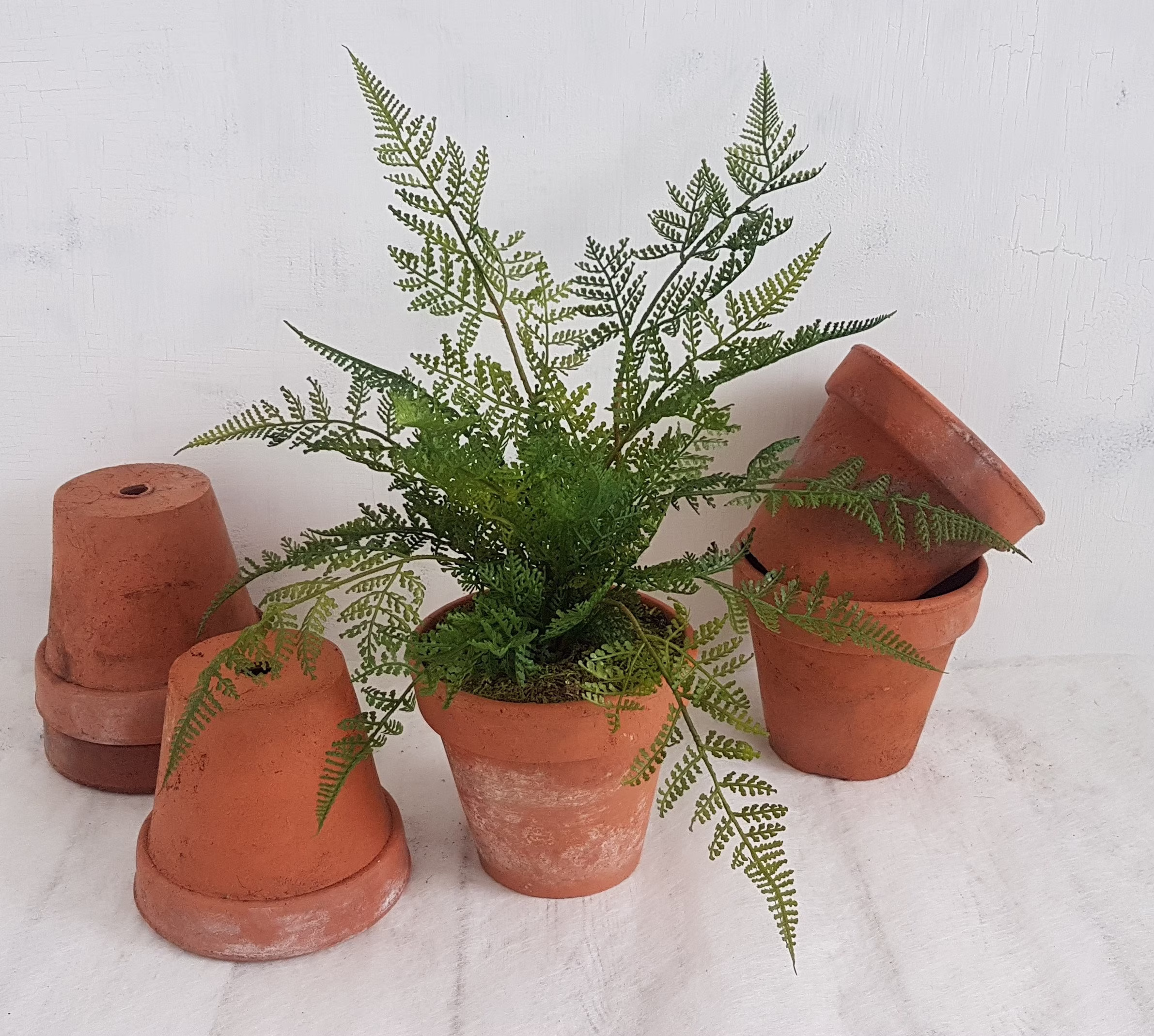 Fern Plant in Old Terracotta Pot Artificial Green Houseplants Realistic Faux Ferns Large Plants Indoor Planter Clay Gifts Her