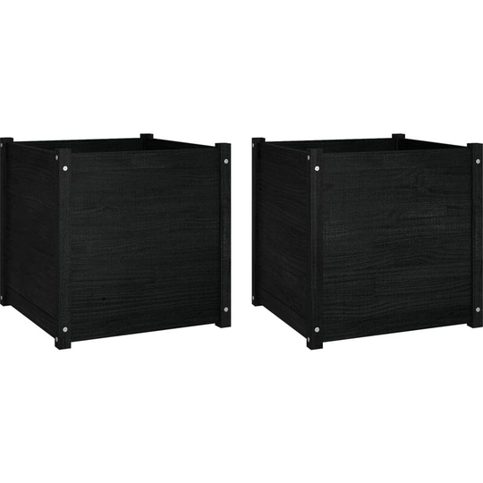 Vidaxl - Garden Planters 2 pcs Black 60x60x60 cm Solid Pinewood Black