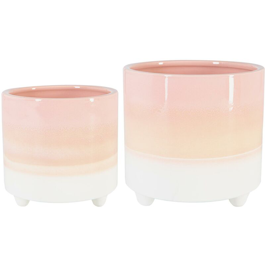 Reactive Glaze Footed Plant Pots - 2 Sizes - Pink - Nicola Spring