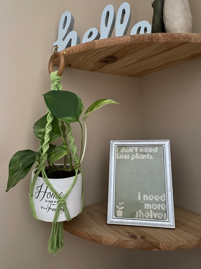 Bright Green Mini Plant Hanger, Succulent Small Pot Holder, Boho Home Decor, Short Gifts