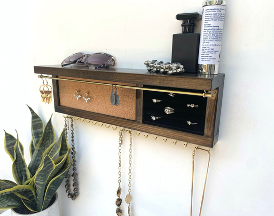 Deluxe Jewelry Organizer | Stud & Dangle Earring Holder Velvet Ring Necklace 16 Inches