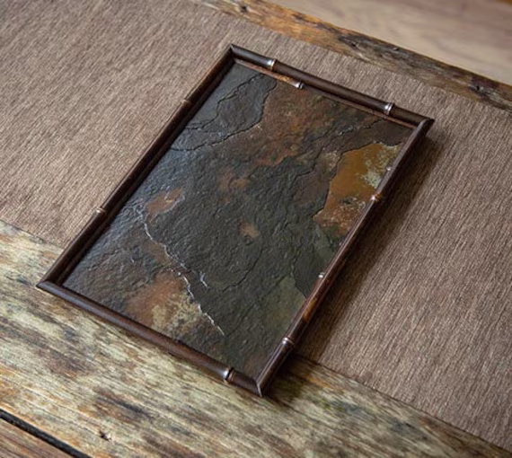 Bamboo Rock Tea Tray Handcrafted Original Design Boat Chinese Art