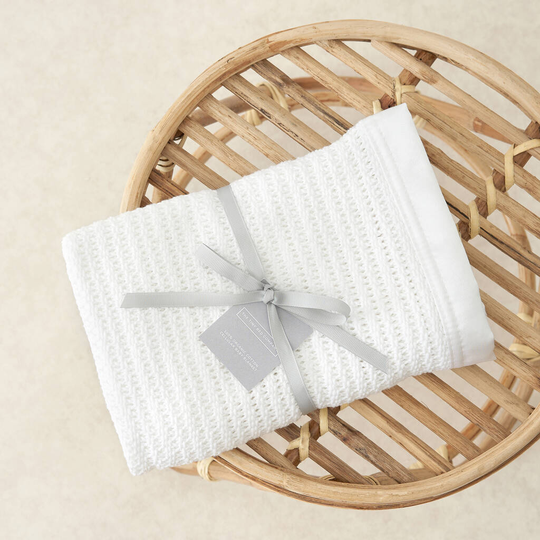 Luxury 100% Organic Large Baby Blanket All White