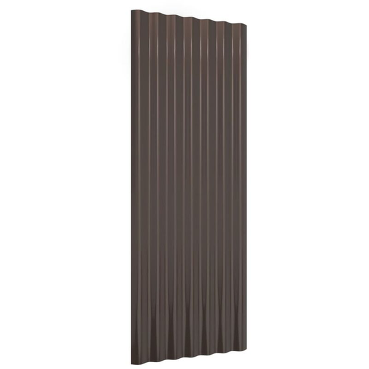 Roof Panels 12 pcs Powder-coated Steel Brown 100x36 cm Vidaxl Brown