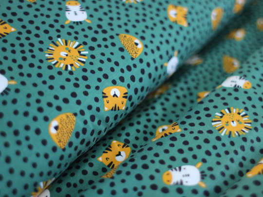 Cotton Jersey, Animal Spots, Teal, Organic, Green