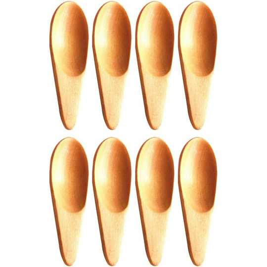 Set of 8 Mini Small Wooden Salt Spoons Honey Teaspoons