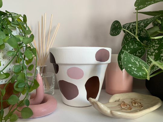 Pretty in Polka - Hand-Painted Terracotta Plant Pot