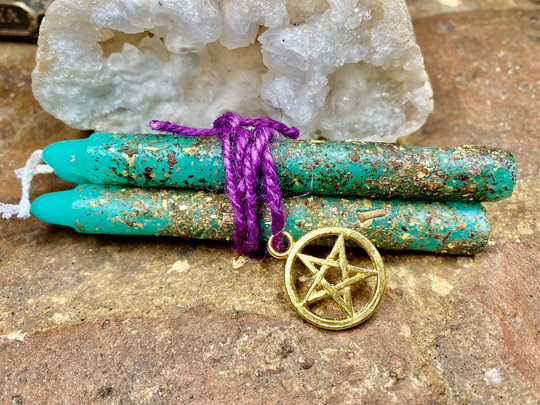 Wealth & Abundance Hand Rolled Spell Candles | Wiccan Pagan Witchcraft Money