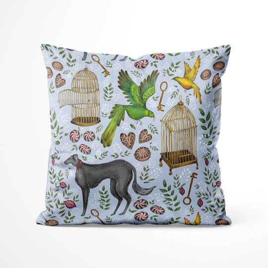Amsterdam Pattern in Powder Blue Luxury Velvet Cushion