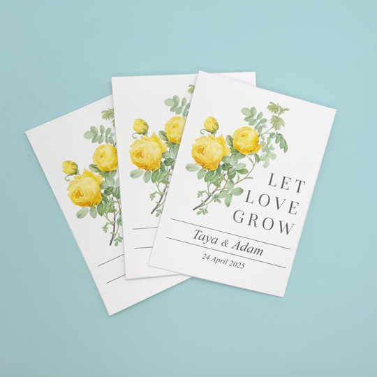 Seed Packet Wedding Favours, Seeds Included, Let Love Grow Vintage English Yellow Rose Bridal Shower Favors, Rustic Wedding, Eco