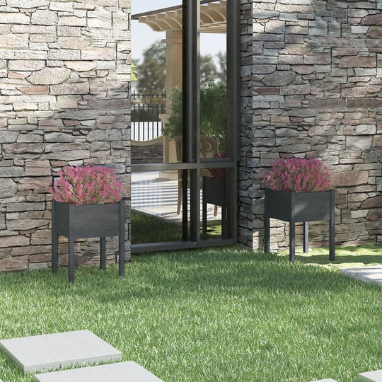 Asupermall - Garden Planters 2 pcs Grey 50x50x70 cm Solid Pinewood