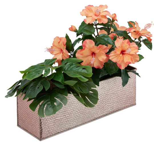 Relaxdays - Window Box For Interior, Planter, Metal Cachepot For Flower- and Herb Pots, Rectangular Tub, Copper