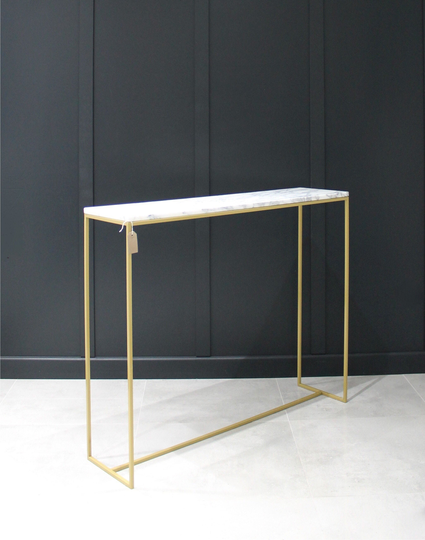 Marble Console Table Gold Powder Coated Mild Steel Frame Carrara