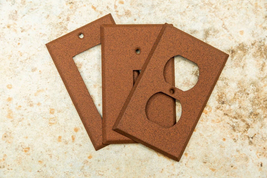 Western Rust Powder Coated Metal Toggle Switch, Rocker/Gfci, Plug Duplex & Blank Wall Switch Plates. Brown Rusty Farmhouse