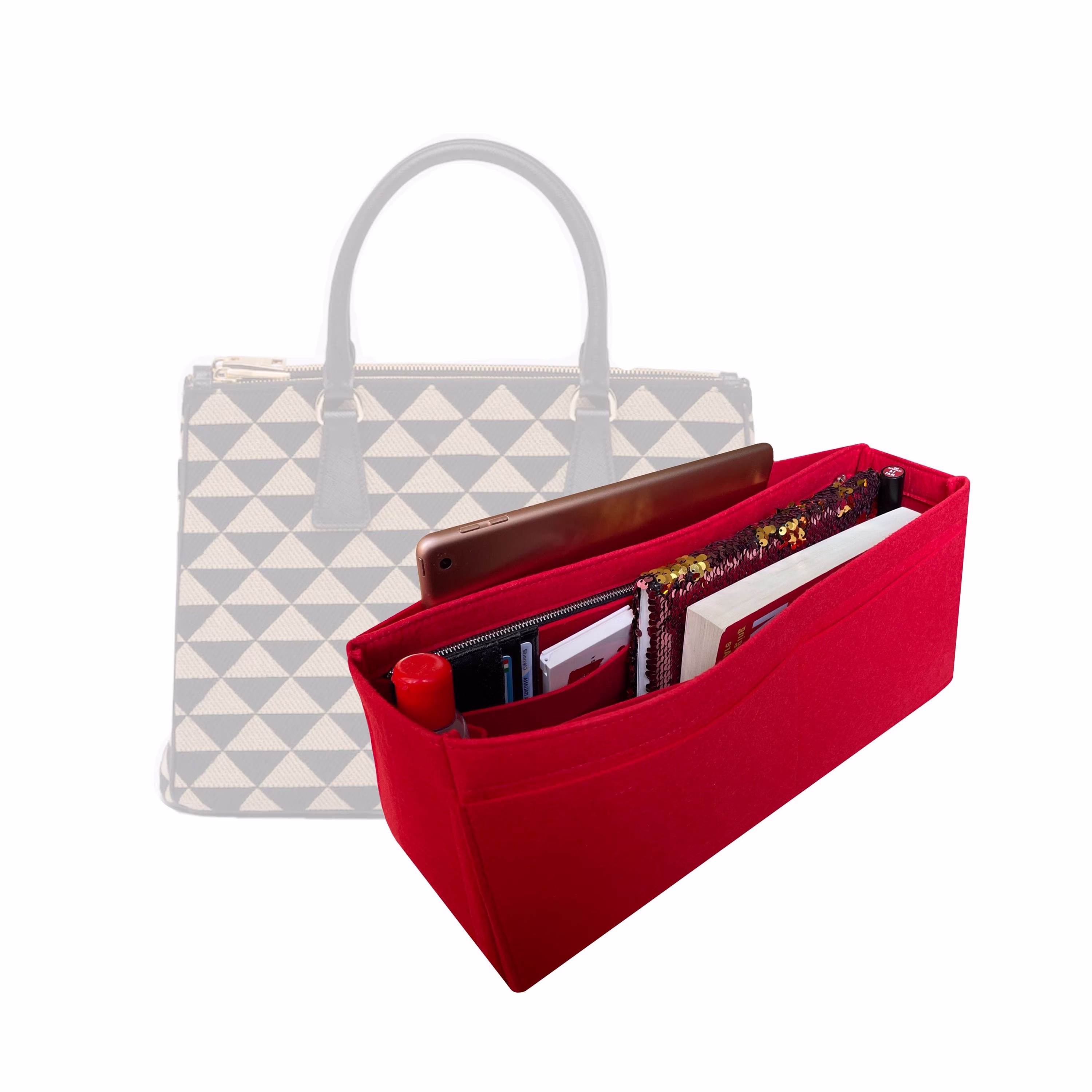 Galleria Bag Organizer/Tote Felt Saffiano Insert Customizable Handmade Liner Protector Shaper Zipper Pocket Snug Sturdy