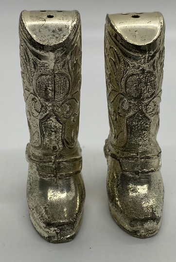 Vintage Miniature Metal Cowboy Boot Salt & Pepper Shakers Made in Japan