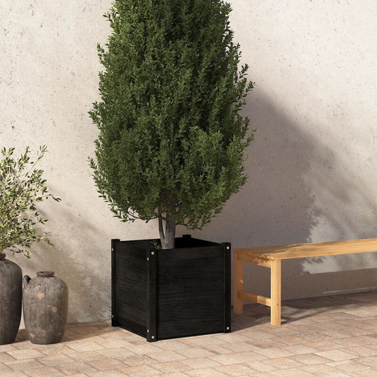 Garden Planter Black 50x50x50 cm Solid Pinewood