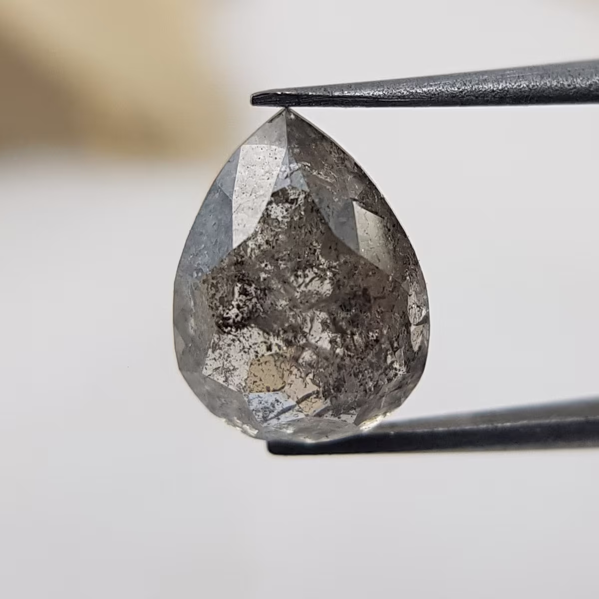 1.40 Ct Pear Salt & Pepper Diamond | Loose For Sale Natural Gray Engagement Ring , Wedding Unique