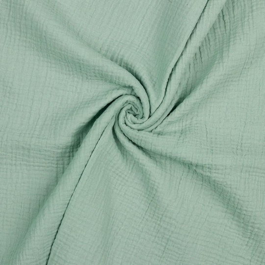 Organic Double Gauze Fabric, Nile Green Plain Solid - Gots Per Half Metre