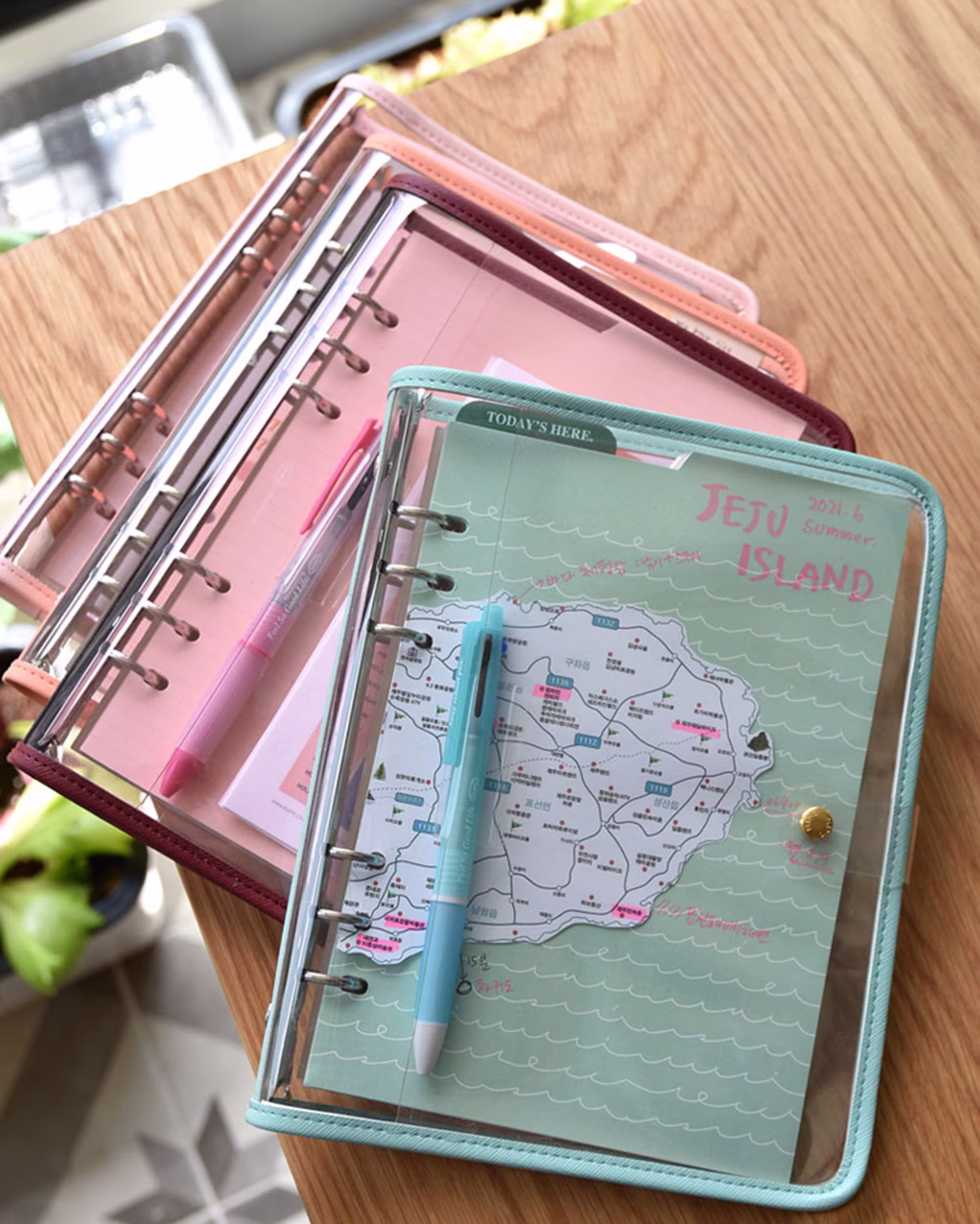 Twinkle Binder Book - A5 A6 | Organizer Agenda Pink Planner Stylish Case Transparent Cover 6 Rings Refill