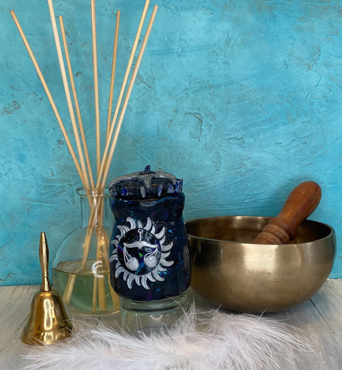 Libra Zodiac Jar, Black & Silver Apothecary Room Decor, Leo Birthday Gift