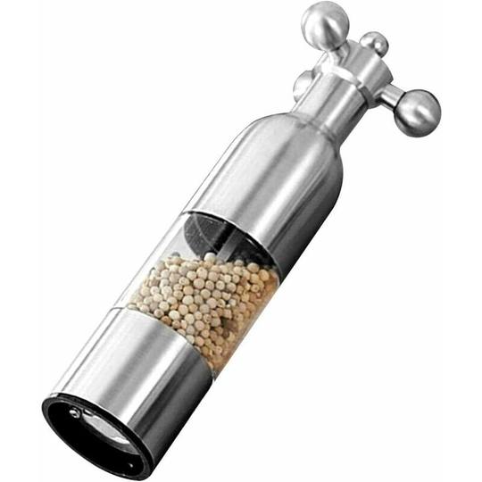 Stainless Steel Pepper Mill - Salt and Pepper Mills - Manual Grinders with Acrylic Grinder and Adjustable Coarseness, Practical Kitchen Gadgets