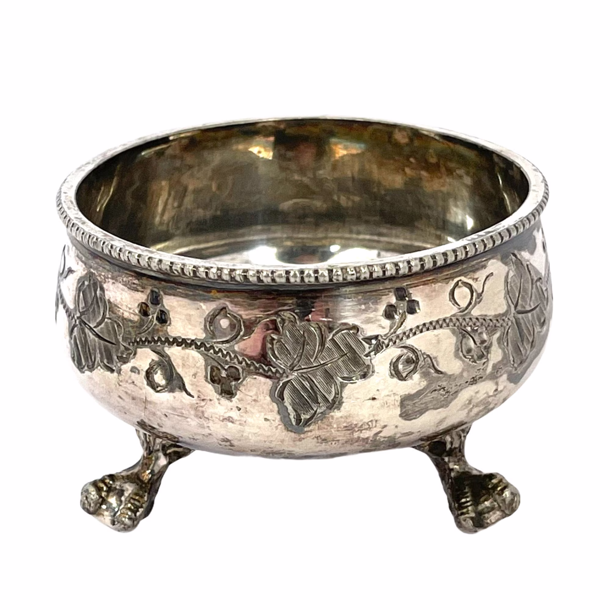 Antique Witches Cauldron, Silver Plated Salt Cellar, Wiccan Altar, Offering Bowl, Incense Burner, Witchcraft Candle Holder