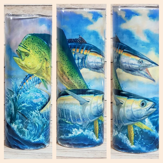 Beautiful Colorful Mahi Mahi, Tuna, Marlin, Salt Water Fish Skinny 20 Oz Tumbler